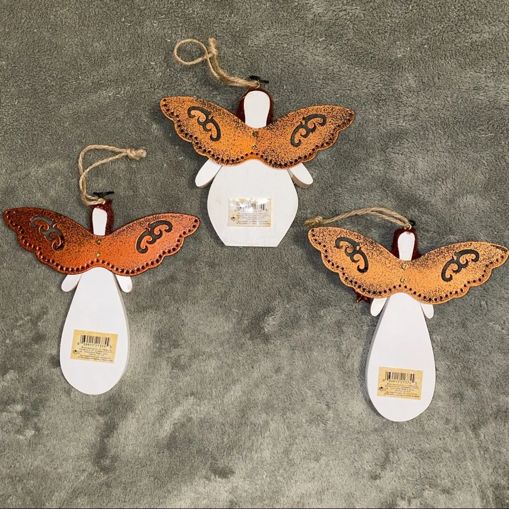 Angel Ornaments Russ Berrie Wood Metal Hope Joy Dreams Set of 3 Christmas Tree